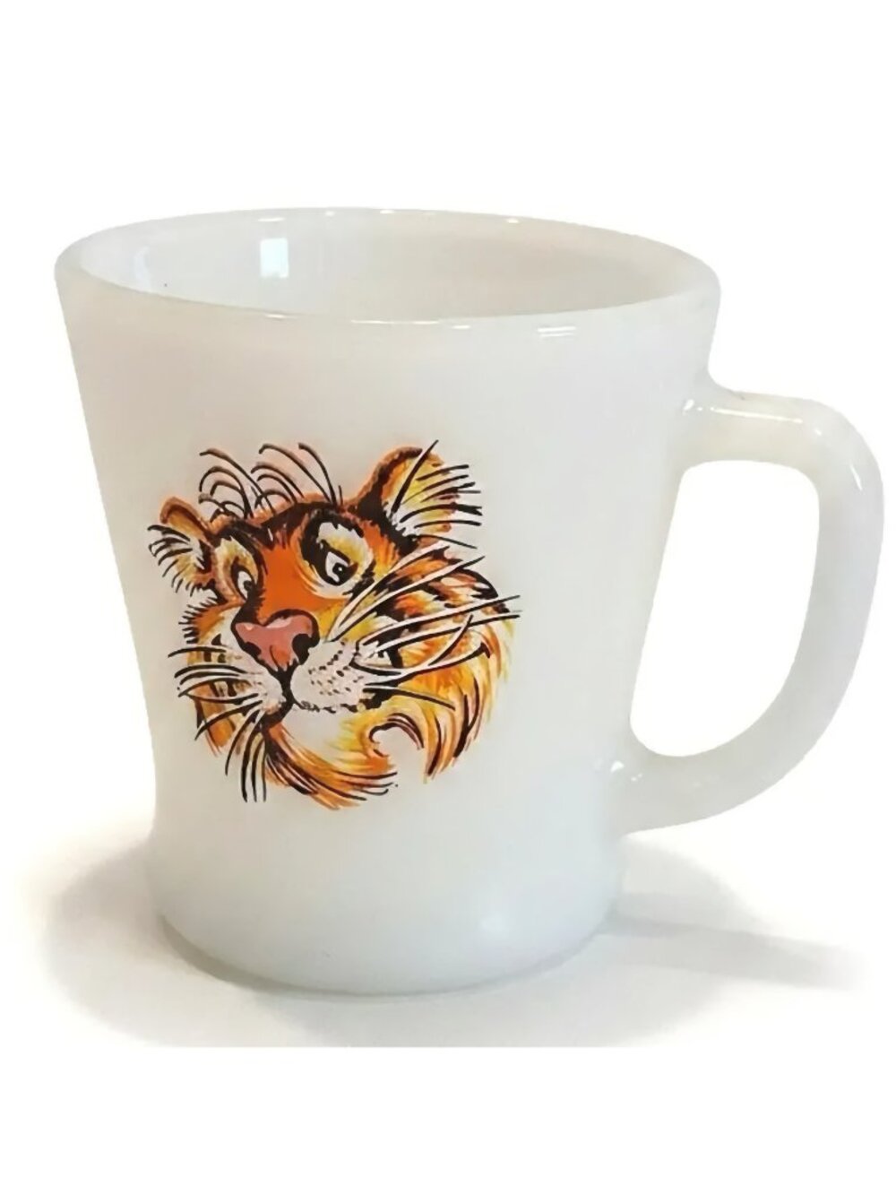 Fire King Esso Tiger Coffee Mug D Handle White Milk Glass Vintage Advertising